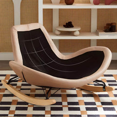 Single seating modern rocking chair in beige fabric