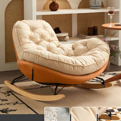 Single seating modern rocking chair in beige fabric