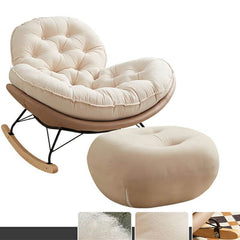 Modern beige upholstered rocking chair with tufted back