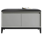 Black Faux Leather Ottoman for Living Room