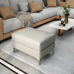 Rectangular modern ottoman in brown leather