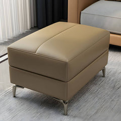 Rectangular modern ottoman in brown leather