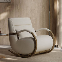 Modern rocking chair with off-white cushion