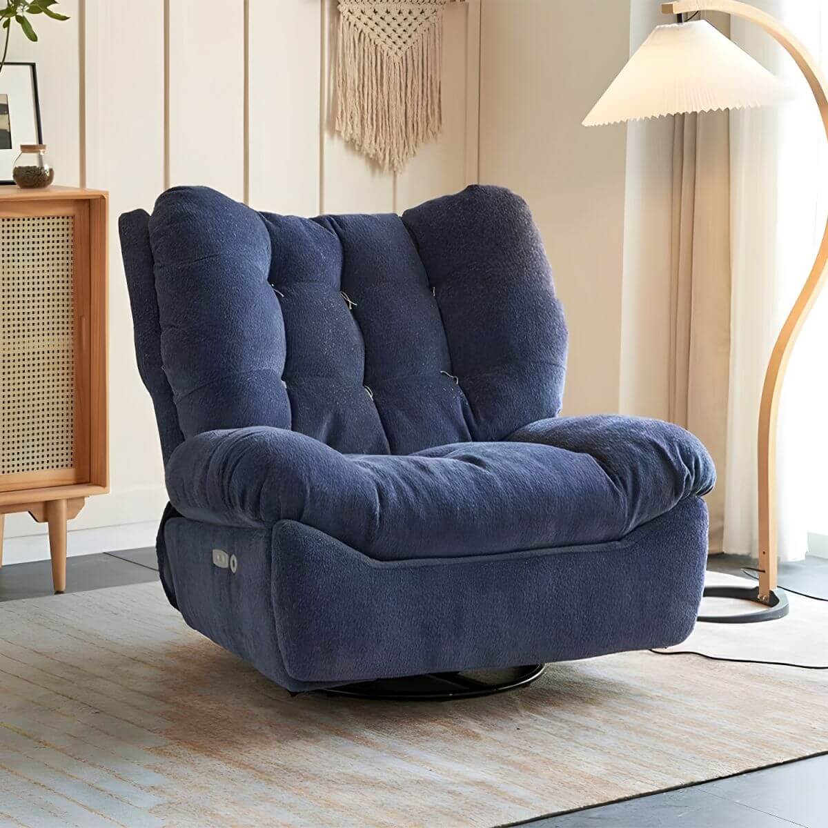 Close-up of tufted design on the recliner