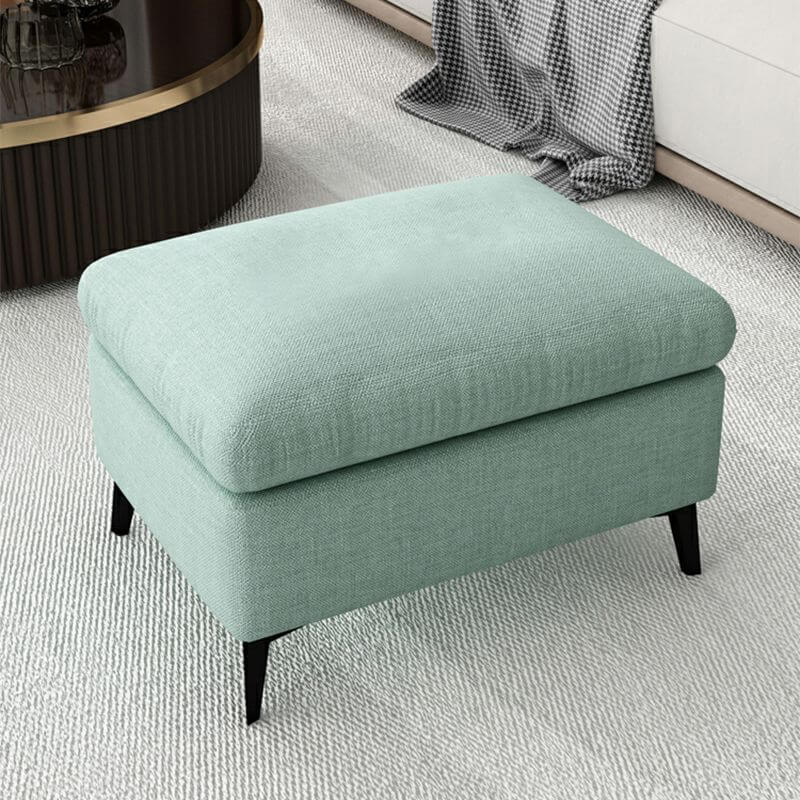 Light blue rectangle ottoman for small spaces