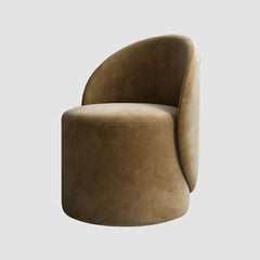 Modern cushioned drum vanity stool with upholstered Sherpa