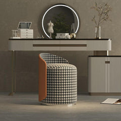 Beige Modern Vanity Stool with Upholstered Seat