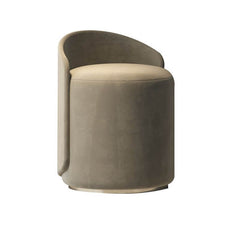 Modern Drum Cushioned Vanity Stool in Light Gray