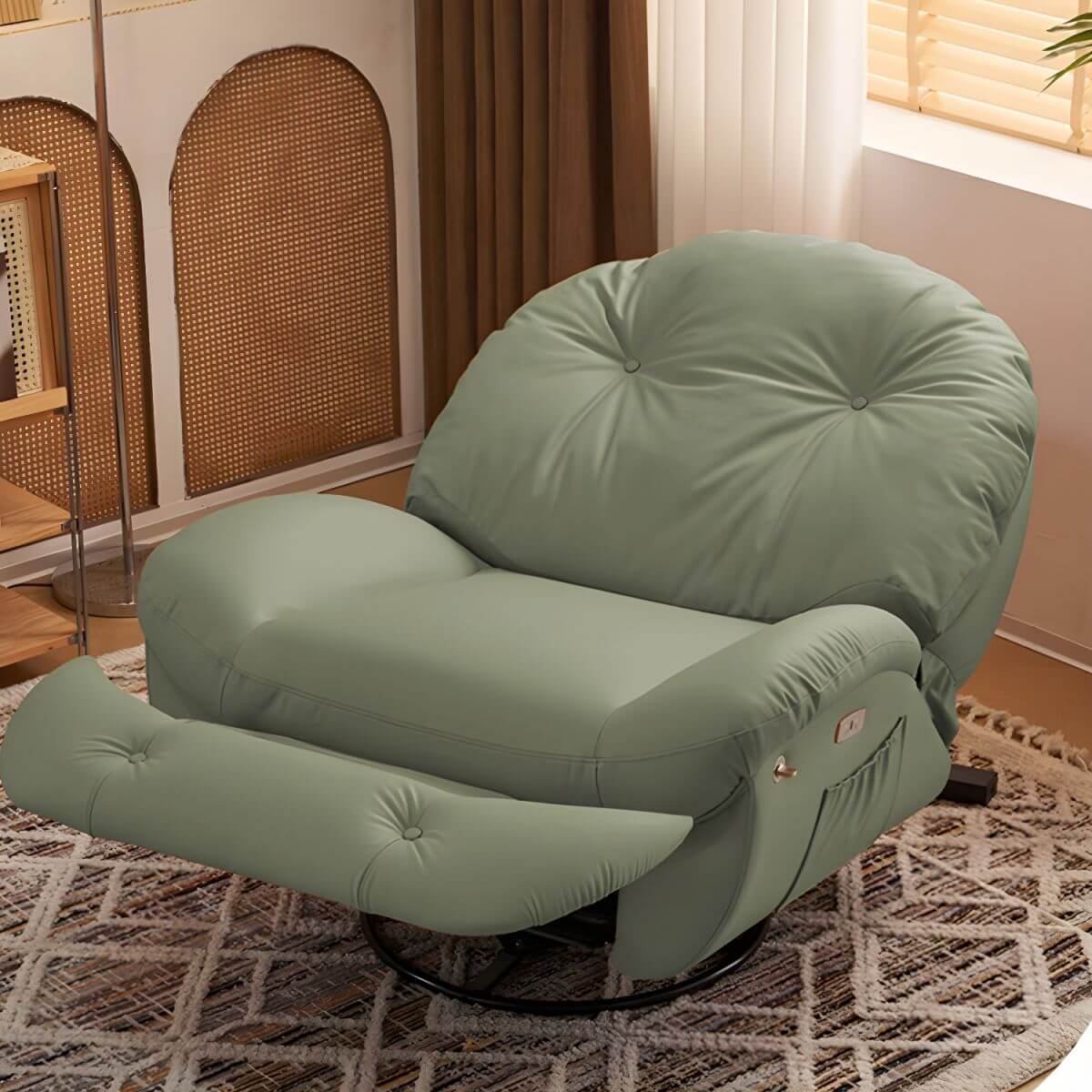 Stylish tufted design of the ergonomic recliner