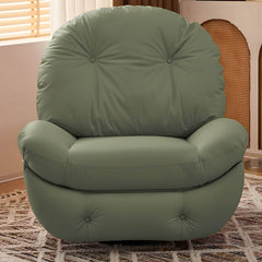 Relaxing scene with a person sitting in a mint green recliner