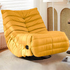 Yellow swivel rocker recliner in cozy corner