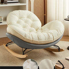 Modern Faux Leather Beige Upholstered Rocking Chair image 1