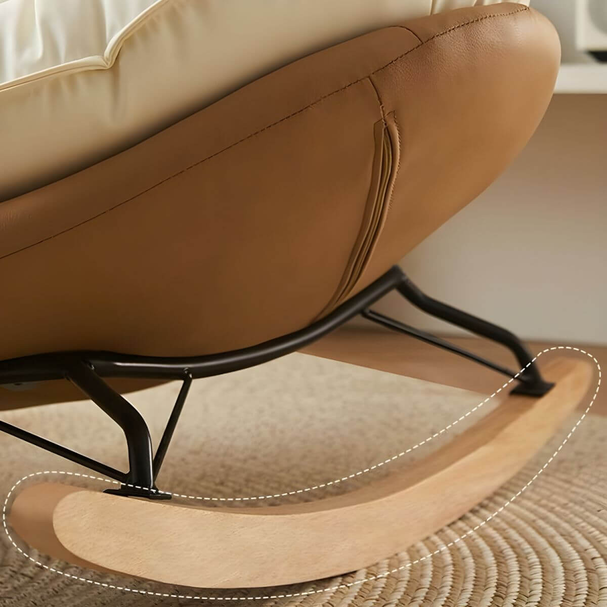 Spindle back design of the rocking chair