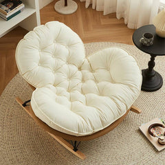 Elegant beige upholstered rocking chair