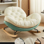 Modern Faux Leather Beige Upholstered Rocking Chair image 1