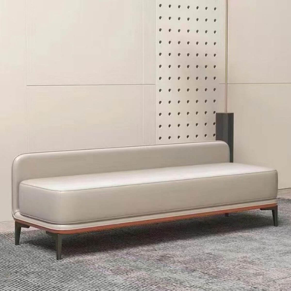 Modern faux leather grey ottoman front view