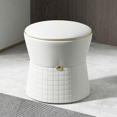 White faux leather pouf ottoman