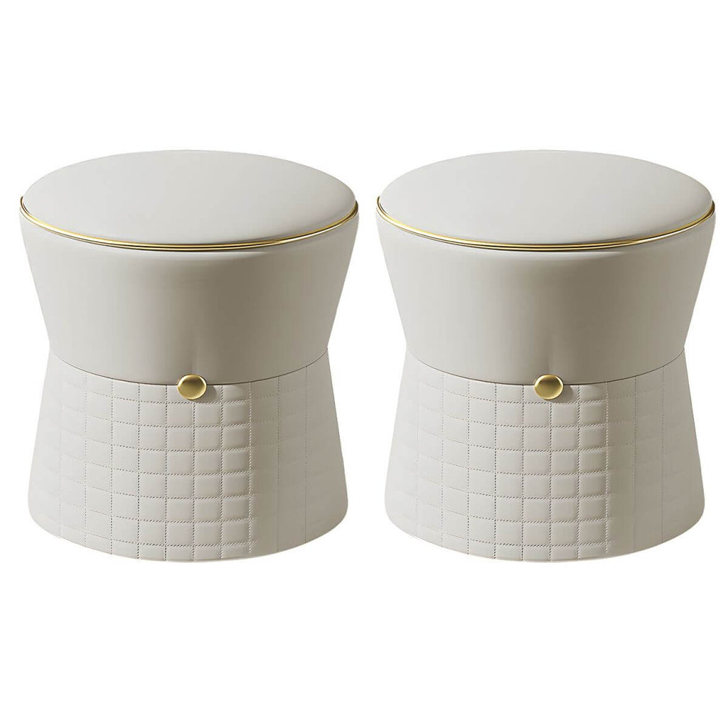 White faux leather pouf ottoman