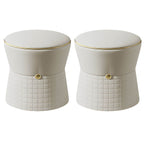 White faux leather pouf ottoman