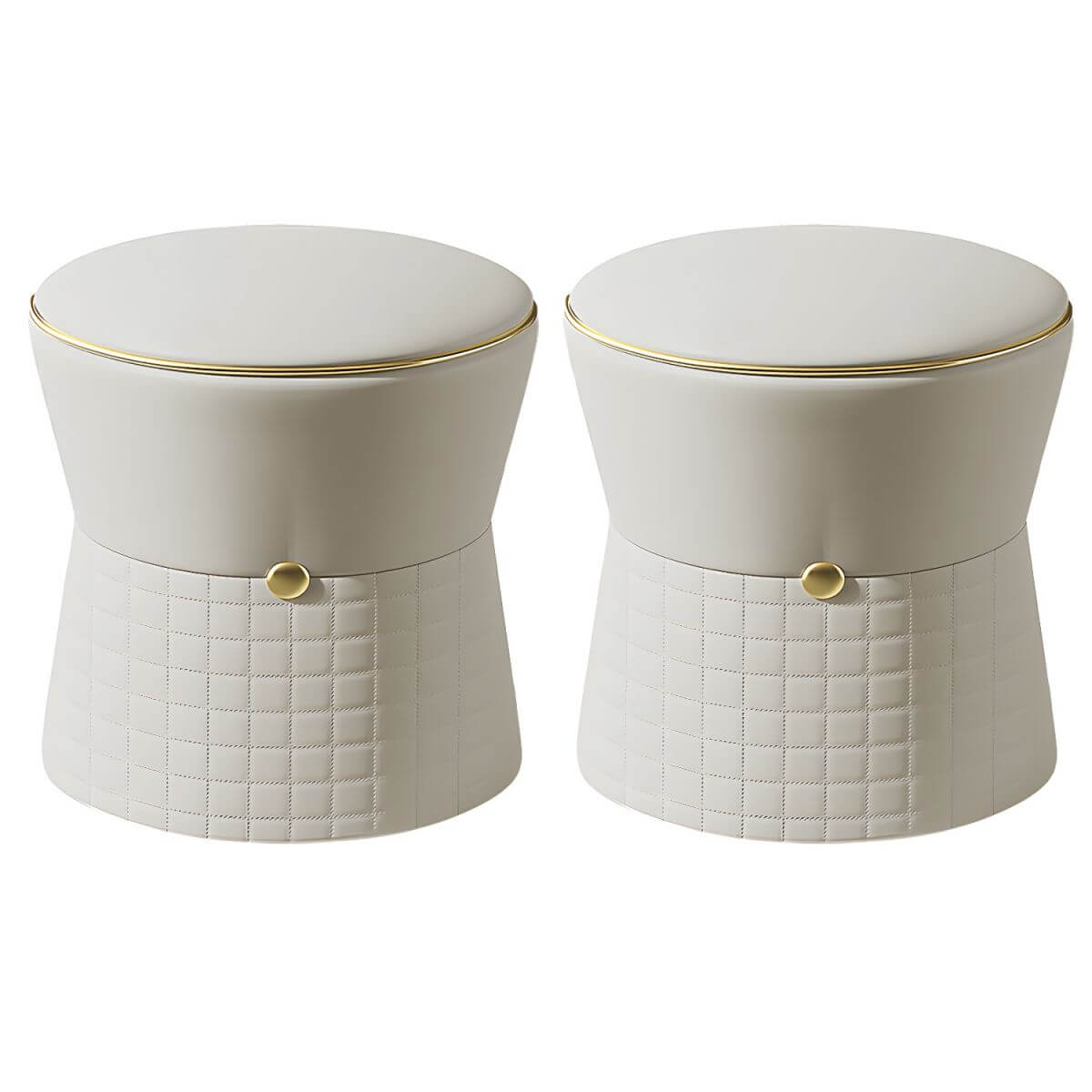 White faux leather pouf ottoman