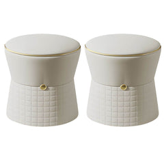 White faux leather pouf ottoman