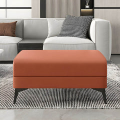 Modern faux leather footstool in beige-coffee