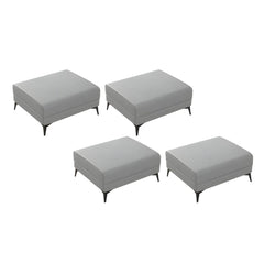 Stylish rectangle footstool with gray upholstery