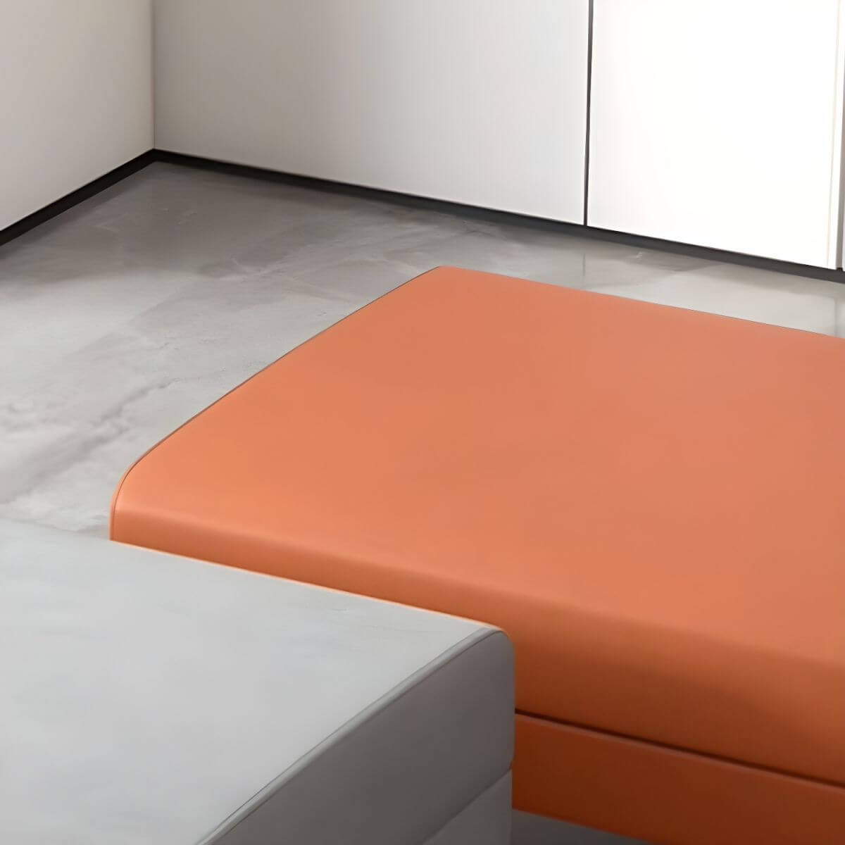 Light gray rectangle footstool for modern decor
