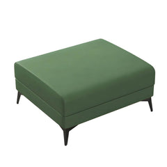 Stylish rectangle footstool with gray upholstery