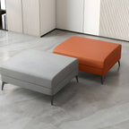 Stylish rectangle footstool with gray upholstery