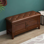 Elegant white faux leather rectangle ottoman