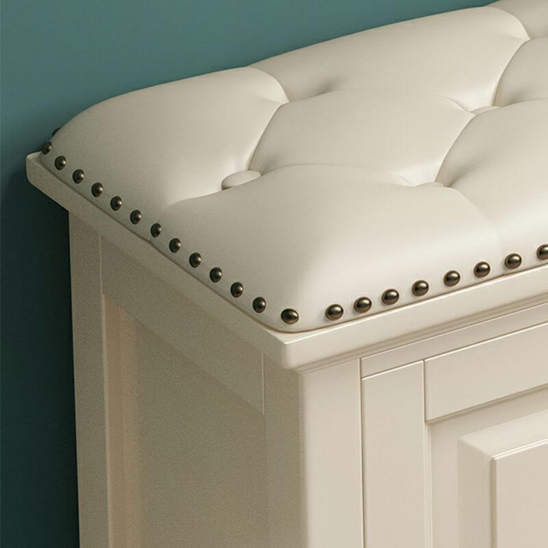 Faux leather ottoman with sponge seat filling