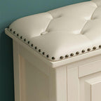 Faux leather ottoman with sponge seat filling