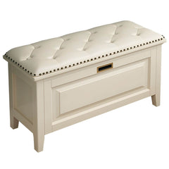 Contemporary faux leather ottoman front view