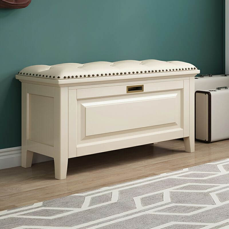 Stylish storage ottoman with nailhead trim