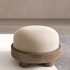 Modern Flannel Round Ottoman - Yellow