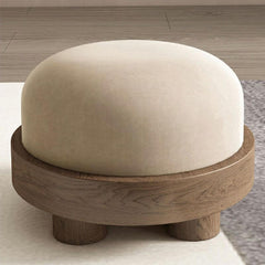 Brown flannel round ottoman