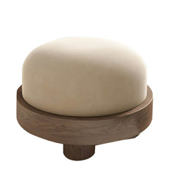 Brown flannel round ottoman