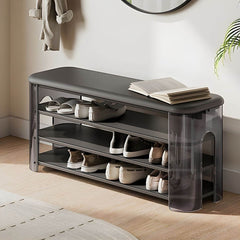 Modern leather storage ottoman front view