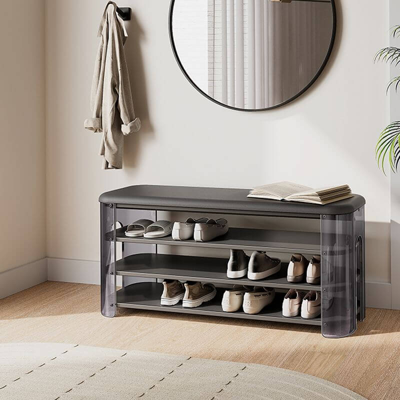 Moderner Aufbewahrungsottoman aus echtem Leder mit Kunststoffrahmen Zweitbild