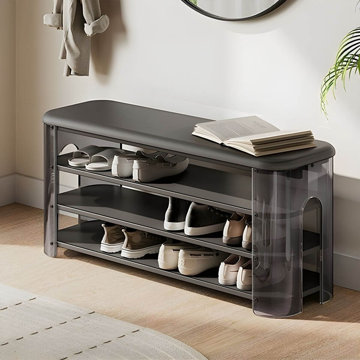 Storage ottoman with lid open