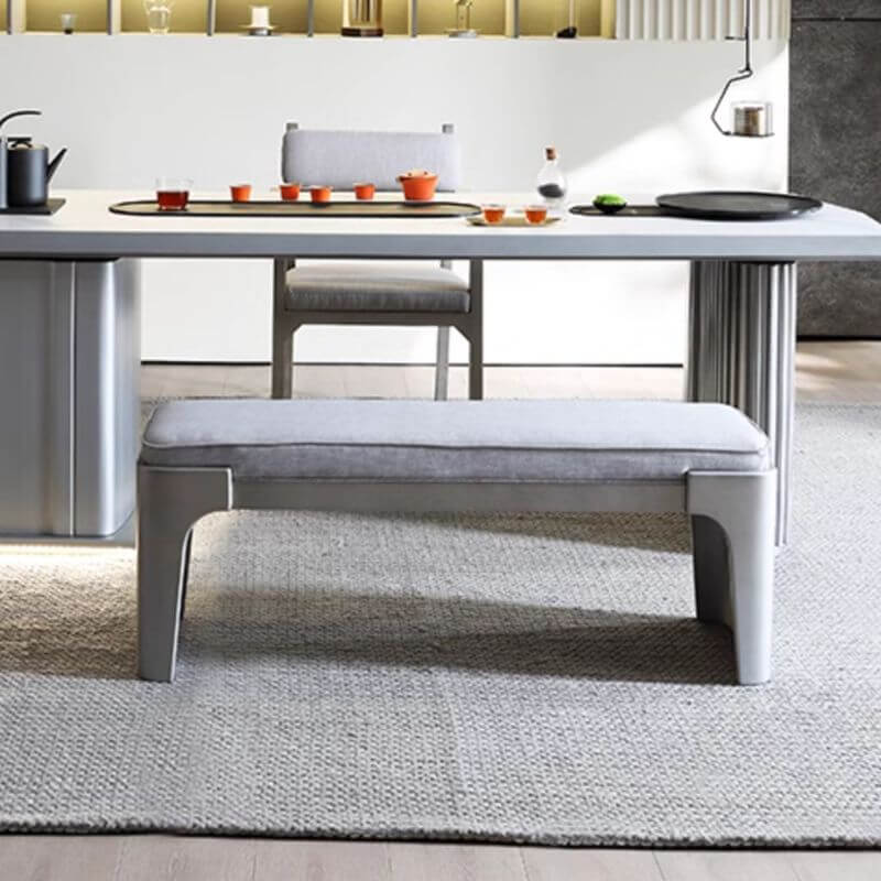 Modern gray cotton blend ottoman side view Hauptbild