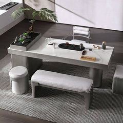 Minimalist design of modern gray ottoman