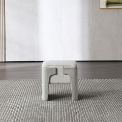 Modern gray cotton blend ottoman side view