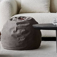 Modern Gray Cotton Pouf front view