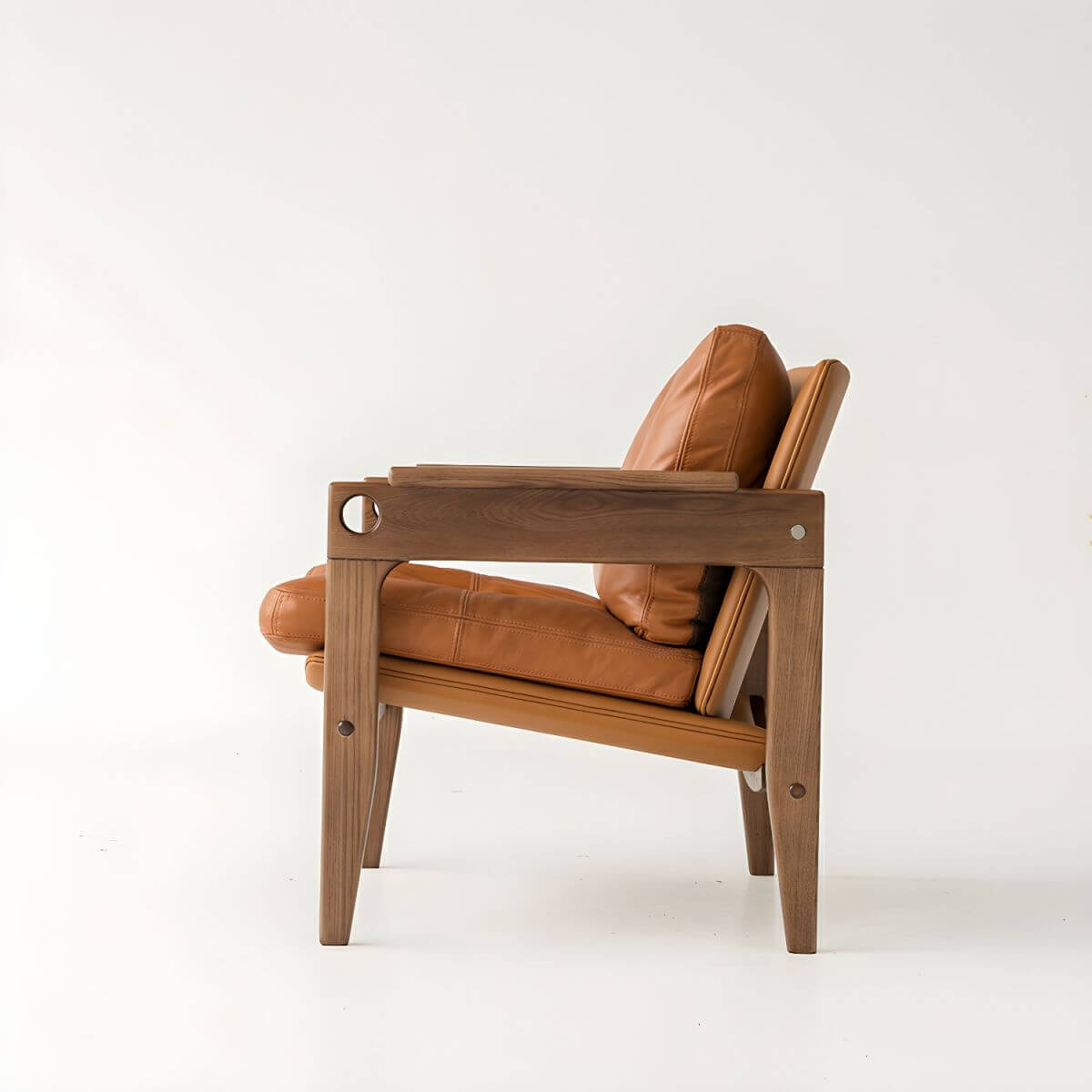 Modern Grey/Amber Color Arm Chair with Fixed Back, Wood Armrest, Slipcover and Removable Cushions Secondary image