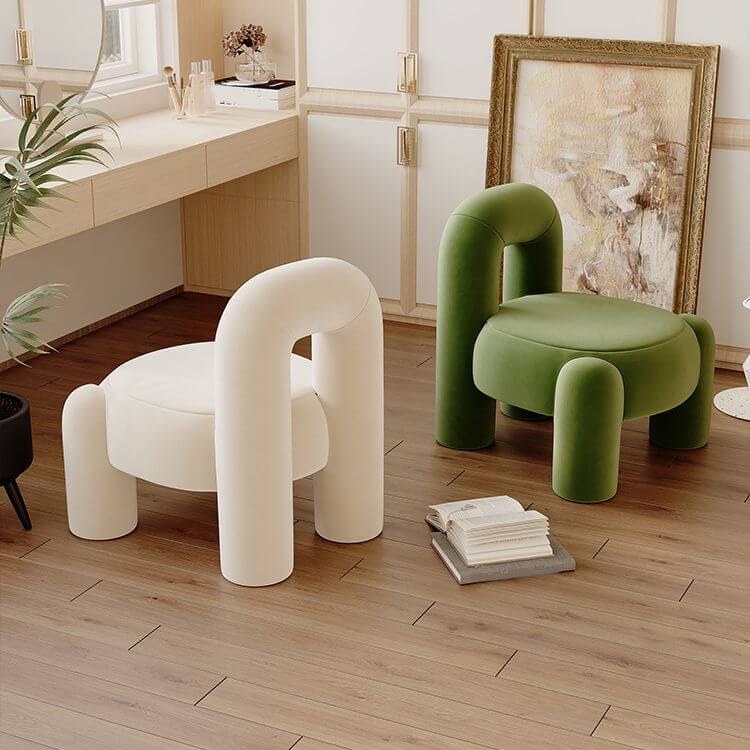 Modern H-Shape Vanity Stool in Beige Color メイン画像