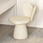 Brown Wood Frame Vanity Stool with Swivel Feature
