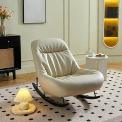 Stylish leather upholstered rocking chair