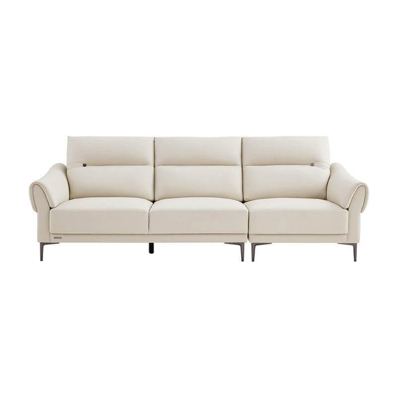 Modern Ivory Grey Leather Sofa